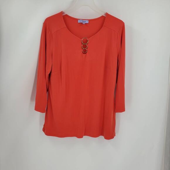 PREMISE Woman L Orange 3/4 Sleeve Blouse - Picture 1 of 4